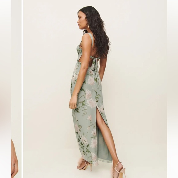 Reformation Chime Dress Green - Size 12 - Picture 4 of 4